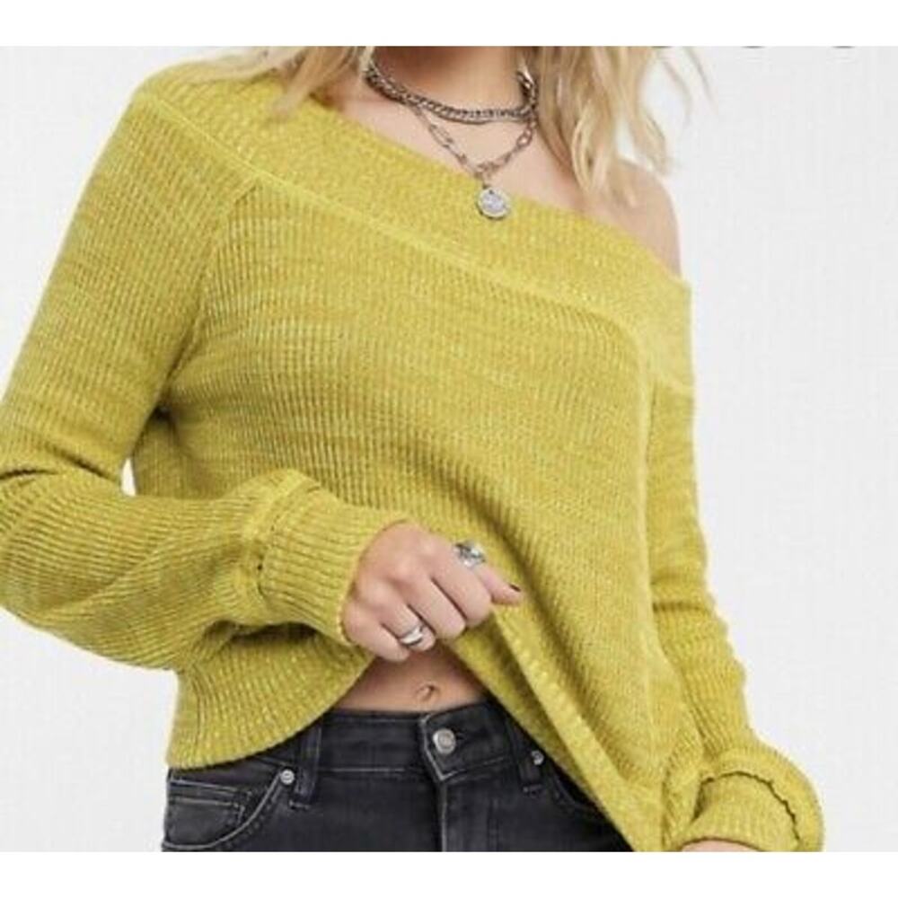 NEW Free People Sugar Rush Off The Shoulder Sweater XS Verbena Combo Knit